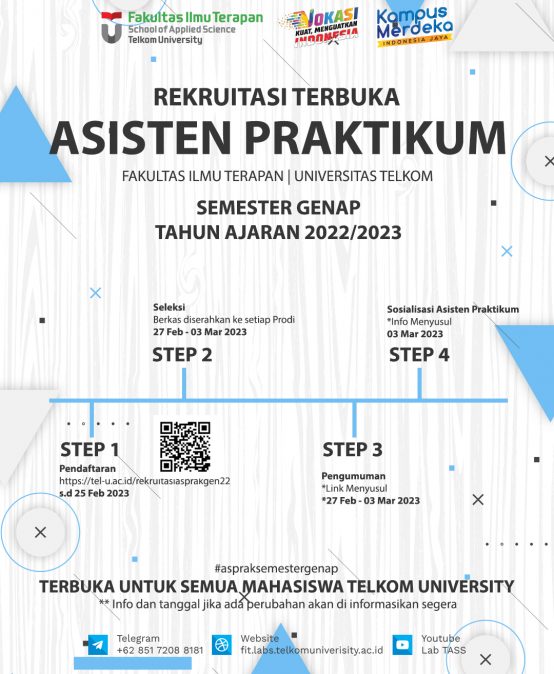 Rekruitasi Asisten Praktikum FIT Tel-U Semester Genap TA 2022/2023